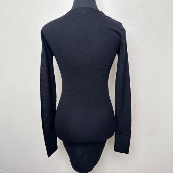 IRO Womens Xsmall Crew Neck Wool Bodycon Mini Dress In Black - Picture 2 of 14